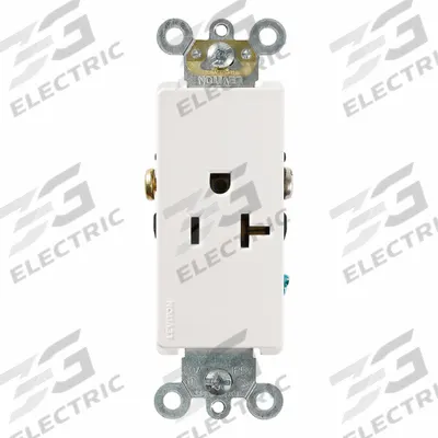 LEVITON Plugs and Receptacles: Single, 5-20, White, 125V AC, 20 A, 2 Pole / 3 Wire (MPN 16351-W) - General Purpose Receptacles