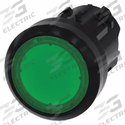 Siemens Flush Push Button: Green, 22 mm Mounting Size, Non-Metallic - Illuminated Flush-Mount Push-Button Operators