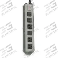 TRIPP LITE Outlet Strip: 6 Outlets, 15 ft Cord Lg, 15 A Current, UL 1363, Gray, 5-15P, 2 1/2 in Wd (MPN UL24RA-15). Key specifications — Brand: TRIPP LITE; Mounting Style: Keyhole.