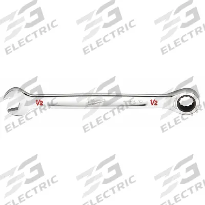 MILWAUKEE Ratcheting Combination Wrench: Chrome Vanadium Steel, Chrome, 1/2 in Head Size - SAE 12-Point Ratcheting Combination Wrenches