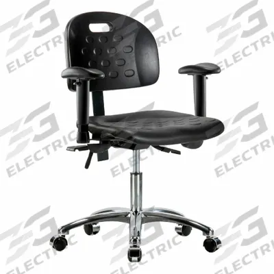 APPROVED VENDOR Ergonomic Chair: Polyurethane, Arms Included, Ht Range 17 3/4 in to 23 in - Polyurethane Lab Chairs