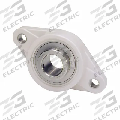 IPTCI BEARINGS 2 Bolt Flange Bearing: Radial Ball, 35 mm Bore, PBT Plastic - Washdown Flange-Mount Ball Bearings