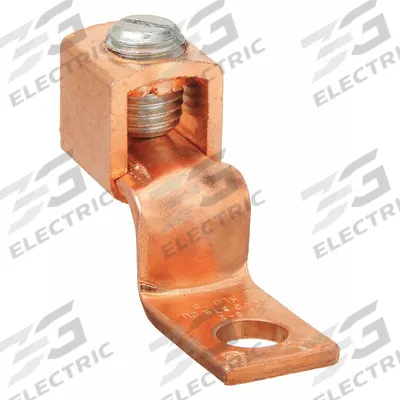 BURNDY Wire Connector: 8 AWG – 2 AWG Wire Sizes, 1/4 in Stud Size - Straight Mechanical Lugs with Offset Tongues