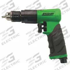 SPEEDAIRE Air-Powered Drill: 3/8 in Chuck, Light Duty, 2,000 RPM, 0.5 hp, Keyed, Reversible (MPN 48MA04). Key specifications — attr1320790: SPEEDAIRE.