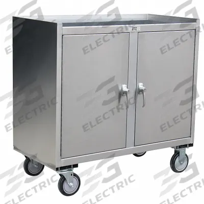 JAMCO Mobile Cabinet Workbench: 37 in x 27 in, Stainless Steel - Mobile Cabinet Benches with Shelves
