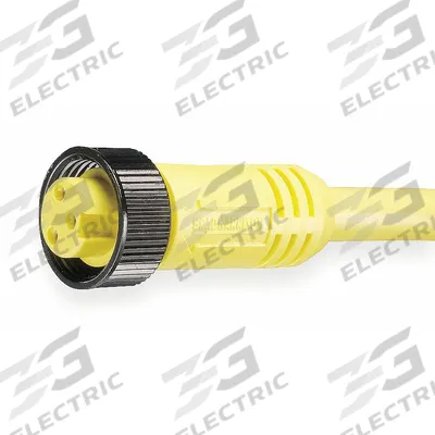 BRAD HARRISON Cordset: 7/8"-16 Female Straight x Bare Wire, 3 Pins, Yellow, PVC, 12 ft Cable Lg - Single-Ended Cordsets with PVC Jacket for Flexing Applications