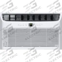 FRIGIDAIRE Through-the-Wall Air Conditioner: 550 sq ft, 115V AC, 12,000 BtuH, 5-15P, Cooling Only (MPN FHTC123WB1). Key specifications — Brand: FRIGIDAIRE; Voltage: 115V AC; CEER Rating: 9.5; NEMA Plug Configuration: 5-15P; Special Features_Broad: Remote Control.