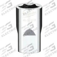 MILWAUKEE Standard Socket: Metric, 1/2 in Drive Size, 15 mm Socket Size, 6-Point, Std, Chrome (MPN 45-34-9116). Key specifications — attr1204417: MILWAUKEE; attr1204392: Chrome.