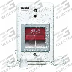 CREST HEALTHCARE SUPPLY Pullcord Station: 2 3/4 in Overall Wd, 24V DC, E-104-1WPC. Key specifications — Standards: FDA Listed; Manufacturer Part Number: E-104-1WPC; Color: White; Voltage: 24V DC; Brand: CREST HEALTHCARE SUPPLY; Call Station Type: Pullcord Station; Part Type: Station Replacements; Station Type: Pullcord Station.
