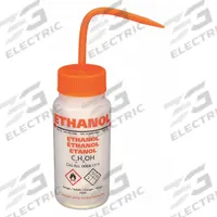 DYNALON Wash Bottle: 250 mL, Ethanol, Orange, Wide, Std Spout Spout, Colorless, 60 mm Body Dia (MPN 506485-0002). Key specifications — Closure Color: Orange; Vented/Nonvented: Vented; Body Color: Colorless; Brand: DYNALON; Imprinting Group: Specific Chemicals.