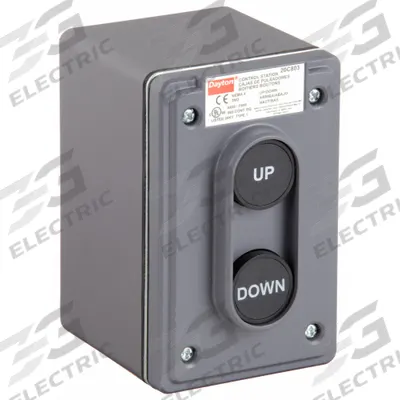 Dayton Control Station: (2) Push Buttons, 0 Pilot Lights, 2NO, Up/Down - Push-Button Control Stations