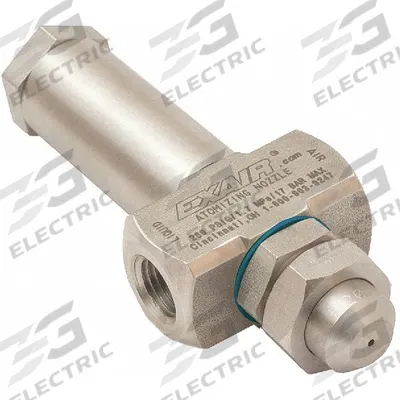 EXAIR Atomizing Spray Nozzle: Pressure, 1.9 scfm, Narrow Angle Round, 1/4 in FNPT - Internal Mix Air-Atomizing Spray Nozzles