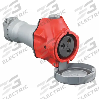 HUBBELL Pin and Sleeve Connector: Red, 480V AC, Single Phase, 30 A, 2 Pole, 3 Wire - Washdown-Rated Connectors