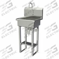 SANI-LAV Wash Station: 43 1/2 in Overall Ht, 17 in Bowl Lg, 7 in Bowl Dp, 2 gpm Flow Rate, 16 ga (MPN 725FK2). Key specifications — Includes Side Splash: Side Splash Not Included; Brand: SANI-LAV.