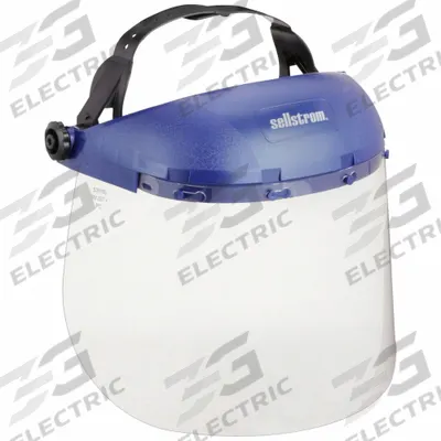 SELLSTROM Face Shield: Clear, Uncoated, Reusable, 16 in Visor Wd, 8 in Visor Ht - General Purpose Single-Crown Face Shields