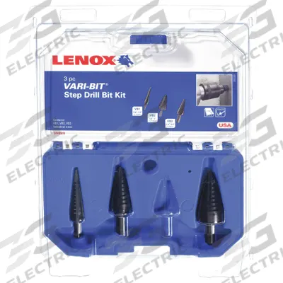 LENOX Step Drill Bit Set: 3 Pc, 1/8" to 1" - Impact-Rated High-Speed Steel Step Drill Bit Sets