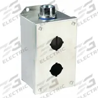 SCHNEIDER ELECTRIC Push Button Enclosure: 30mm, 2 Holes, 304 Stainless Steel, NEMA 1/12/3/4/4X (MPN 9001KYSS2). Key specifications — attr211299: SCHNEIDER; attr1043605: Oil-Tight and Dust-Tight.