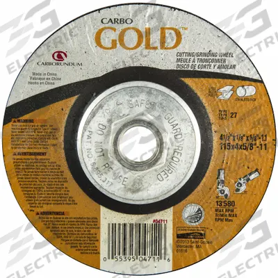 APPROVED VENDOR Cut-Off & Grinding Wheel: Type 27, 4 1/2" x 1/8" x 5/8"-11, Aluminum Oxide - General Purpose Combination Wheels for Carbon & Stainless Steel