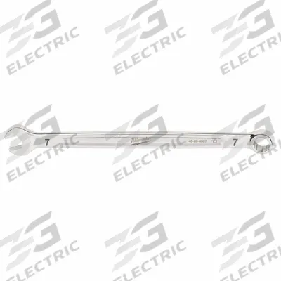 MILWAUKEE Combination Wrench: Steel, Chrome, 7 mm Head Size, 5 1/4 in Overall Lg - Metric 12-Point Combination Wrenches