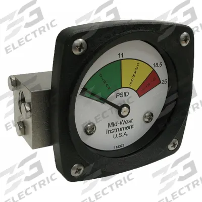 MIDWEST INSTRUMENT 3-Color Differential Pressure Indicator: 1,000 psig Max - Differential Pressure Indicators