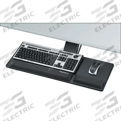 FELLOWES Keyboard Tray: Fiberboard, Black, 3 in Overall Ht, 18 in Overall Wd - Keyboard Drawers & Trays