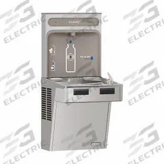 ELKAY Drinking Fountain with Bottle Filler: On-Wall, Non-Refrigerated, Touchless Sensor, Gray (MPN LMABFDWSSK). Key specifications — Brand: ELKAY; Housing Material: Stainless Steel; Filter Access: Bottom Panel Access; Housing Finish: Stainless; Chilling Capacity: Non-Refrigerated; Housing Color: Gray.