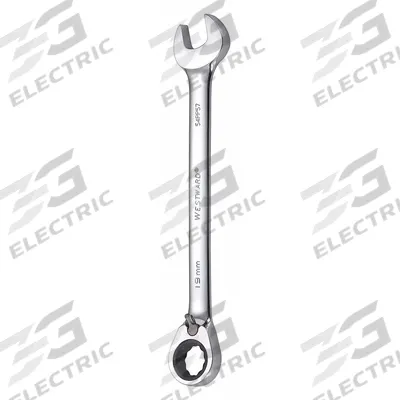 WESTWARD Combination Wrench: Alloy Steel, Chrome, 19 mm Head Size, 9 3/4 in Overall Lg - Metric 12-Point Ratcheting Combination Wrenches