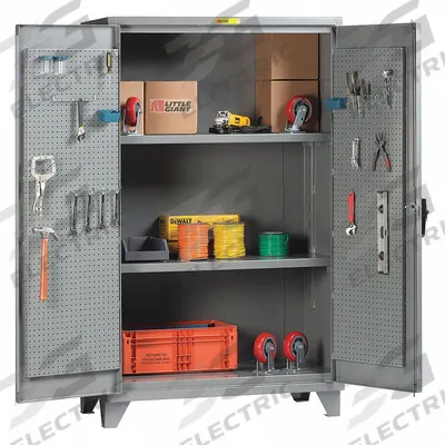 LITTLE GIANT Pegboard Cabinet: 60 in x 30 1/4 in x 78 in, Swing Handle & Keyed - Industrial Shelf Cabinets with Pegboards