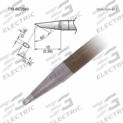 HAKKO Soldering Tip: T39 Series, Bevel, 4 mm W - T39 Series Soldering Tips
