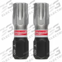 MILWAUKEE Insert Bit: Insert Bit, T40 Bit Size, Imperial, Torx® Head, T40 Bit Industry Size, Std (MPN 48-32-4733). Key specifications — attr1119738: Hex; attr1119735: Imperial; attr1119740: Standard; attr1119734: S2 Steel; attr1119737: Insert Bit; attr1119741: MILWAUKEE.