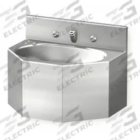 ACORN Bathroom Sink: Stainless Steel, 14 3/4 in Bowl Lg, 5 in Bowl Dp, Not ADA Compliant (MPN 1657-1-BP-04-M). Key specifications — Faucet Operation: Dual Metering Handle; ADA Compliant: Not ADA Compliant; Color: Silver; Bowl Shape: Oval; Brand: ACORN; Sink Mounting Type: Wall.