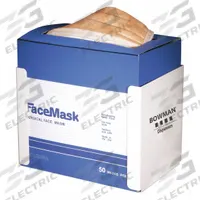 BOWMAN DISPENSERS Face Mask Dispenser: Powder Coated Steel, White, 6 in H x 8 in W x 5 1/4 in D (MPN FB-040). Key specifications — Material: Powder Coated Steel; Color: White; Dimensions: 6 in H x 8 in W x 5-1/4 in D; Mounting Location: Wall; Capacity: 1 Box of Tie Face Masks; Brand: BOWMAN DISPENSERS.