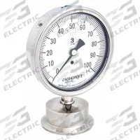 ASHCROFT Pressure Gauge: 0 psi to 100 psi, 3 1/2 in Dial, 2 in Tri-Clamp, Bottom, ±1.50% Accuracy (MPN 35-1032S-20L-100). Key specifications — Brand: ASHCROFT; Case Material: 316L Stainless Steel; Lens Material: Polycarbonate; Pressure Gauge Type: Sanitary Pressure Gauge; Accuracy: ±1.50%; Includes Calibration Certificate: No; Series: 1032S; Vibration Resistance: Water Resistant.