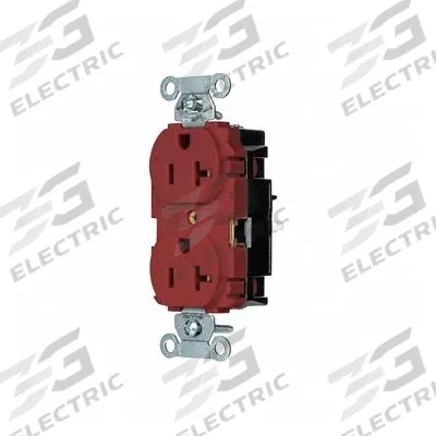 HUBBELL Receptacle: Duplex, 5-20, Red, 125V AC, 20 A, 2 Pole / 3 Wire (MPN 5352STR) - General Purpose Receptacles