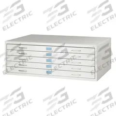 SAFCO Flat File Cabinet: White, 5 Drawers, 16 1/2 in Overall Ht, 32 in Overall Dp, Steel (MPN 4972LG). Key specifications — attr988670: Powder Coated; attr988694: Steel; attr988691: No; attr988652: SAFCO; attr988656: White.