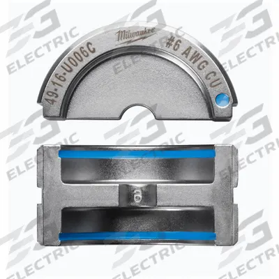 MILWAUKEE Upper and Lower Crimping Die: 6 AWG, U Style Dies - Milwaukee Replacement Crimping Dies