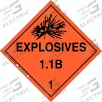 BRADY DOT Container Placard: Explosives 1.1 B 1, 10 3/4 in x 10 3/4 in, 10 3/4 in Label Ht, Placard (MPN 63301). Key specifications — Brand: BRADY; Message: Explosives 1.1 B 1.