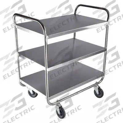APPROVED VENDOR Utility Cart: 500 lb, 33 in L x 21 in W Shelf, 3 Shelves, Silver - Corrosion-Resistant Utility Carts
