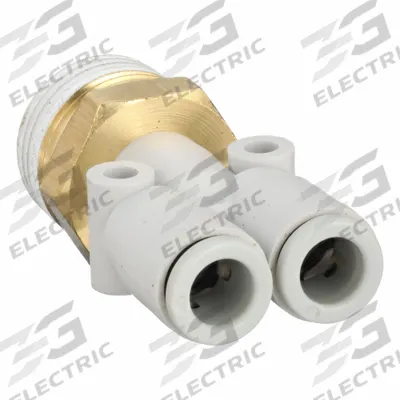 SMC Push-Fit Wye Fitting: 6 mm OD x 6 mm OD x 3/8 in Pipe x 6 mm Pipe Size - Polybutylene & Brass Tube Fittings
