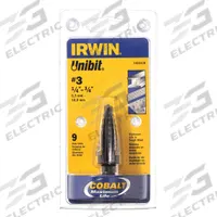 IRWIN Step Drill Bit: 1/4" to 3/4", Black Oxide Cobalt, Hex Shank (MPN 10233cb). Key specifications — attr1234936: Not Impact Rated.