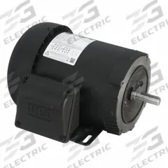 WEG General Purpose Motor: C-Face/Rigid Base Mount, Totally Enclosed Fan Cooled, 1/3 hp, 1,765 RPM (MPN .3318ES3E56C-S). Key specifications — Brand: WEG; Nameplate Voltage @ 60 Hz: 208-230/460V AC; Full Load Current @ 60 Hz: 1.38-1.25/0.624 A; Nameplate RPM @ 60 Hz: 1,765 RPM; Motor Enclosure: TEFC.