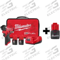 MILWAUKEE Impact Driver Kit: 1/4 in Drive Size, 1,500 in-lb, 1,500 in-lb Torque - Max, Brushless (MPN 3453-22, 48-11-2425). Key specifications — attr1169645: Brushless.