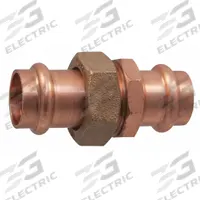 NIBCO Crimp Union Fitting: Straight, 1 in CTS x 1 in Pipe size, Press-fit x Press-fit, Copper (MPN 9256600PC). Key specifications — Brand: NIBCO; Series: Press System®; Broad - Material for Bullet: Copper Or Bronze; Brand - Broad: NIBCO.