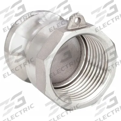 USA INDUSTRIALS Cam and Groove Adapter: 4 in Coupling Size, 4 in -8 Thread Size, 2 23/32 in Overall Lg - Type A Stainless Steel Cam & Groove Fittings
