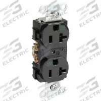 HUBBELL Receptacle: Duplex, 5-20, Black, 125V AC, 20 A, 2 Pole / 3 Wire (MPN BR20BLKWR)