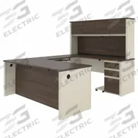 BESTAR U-Shaped Office Desk: White Chocolate, 71 1/8 in Overall Wd, 92 5/8 in Overall Dp, Antigua (MPN 99853-52). Key specifications — Color: White Chocolate; Desktop Color: Antigua; Material: Particle Board; Product Material: Laminate Particle Board.