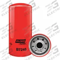 BALDWIN FILTERS Oil Filter: B7245, 1 1/2"-16 Thread Size, 12 1/8 in Overall Ht, 5 3/8 in Outside Dia. Key specifications — Baldwin Interchange: B7245; Brand: BALDWIN FILTERS; Includes: Integral Gasket; Media Material: Cellulose.