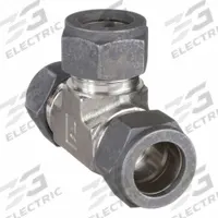 PARKER Compression Tee Fitting: 3/8 in OD x 3/8 in OD x 1/4 in OD Fitting Size, Stainless Steel (MPN 6-6-4 JLZ-SS). Key specifications — Compatible Fitting Brands: Parker A-LOK; Brand: PARKER.