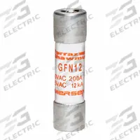 MERSEN Fuse: GFN Series, Midget, Time-Delay, 12 A, 125 V AC, 13/32 in x 1 1/2 in, Indicating (MPN GFN12). Key specifications — Series: GFN; Brand: MERSEN.