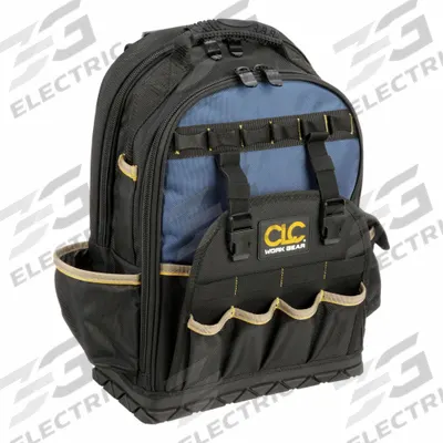 CLC Tool Backpack: 13 in W 7 in D 18 in H, Polyester, Black/Blue, 29 Inside Pockets - Polyester Tool Backpacks